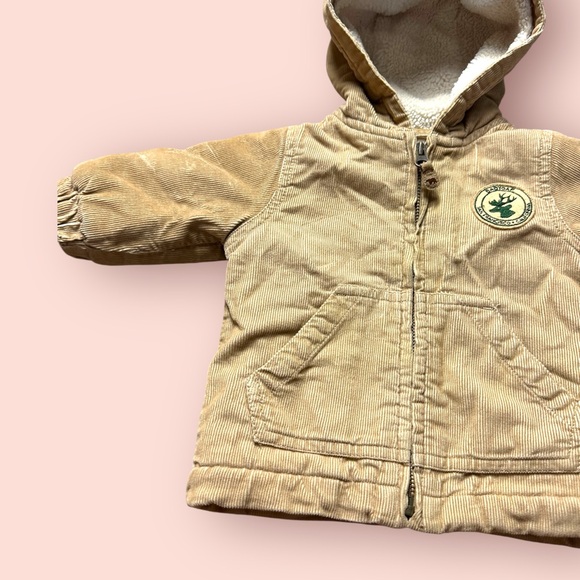 Baby GAP Tan Fleece Lined Corduroy Jacket With Hood - Picture 2 of 15
